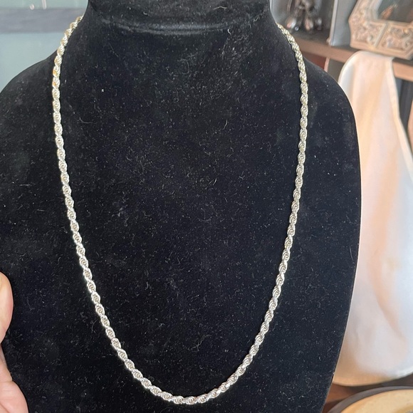 Silver 24” Solid Rope Chain 925 4mm thick Italy - Picture 3 of 15